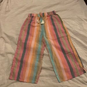 Pink Chicken NY girls multi color striped cotton capris